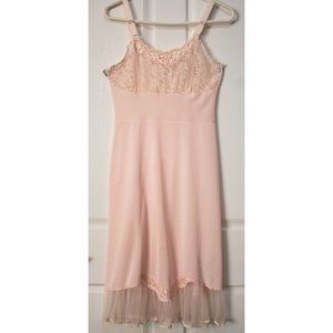 Vintage Sexy Carrilon Night Gown Slip Sleep Ware Lingerie Pink Lacy 34